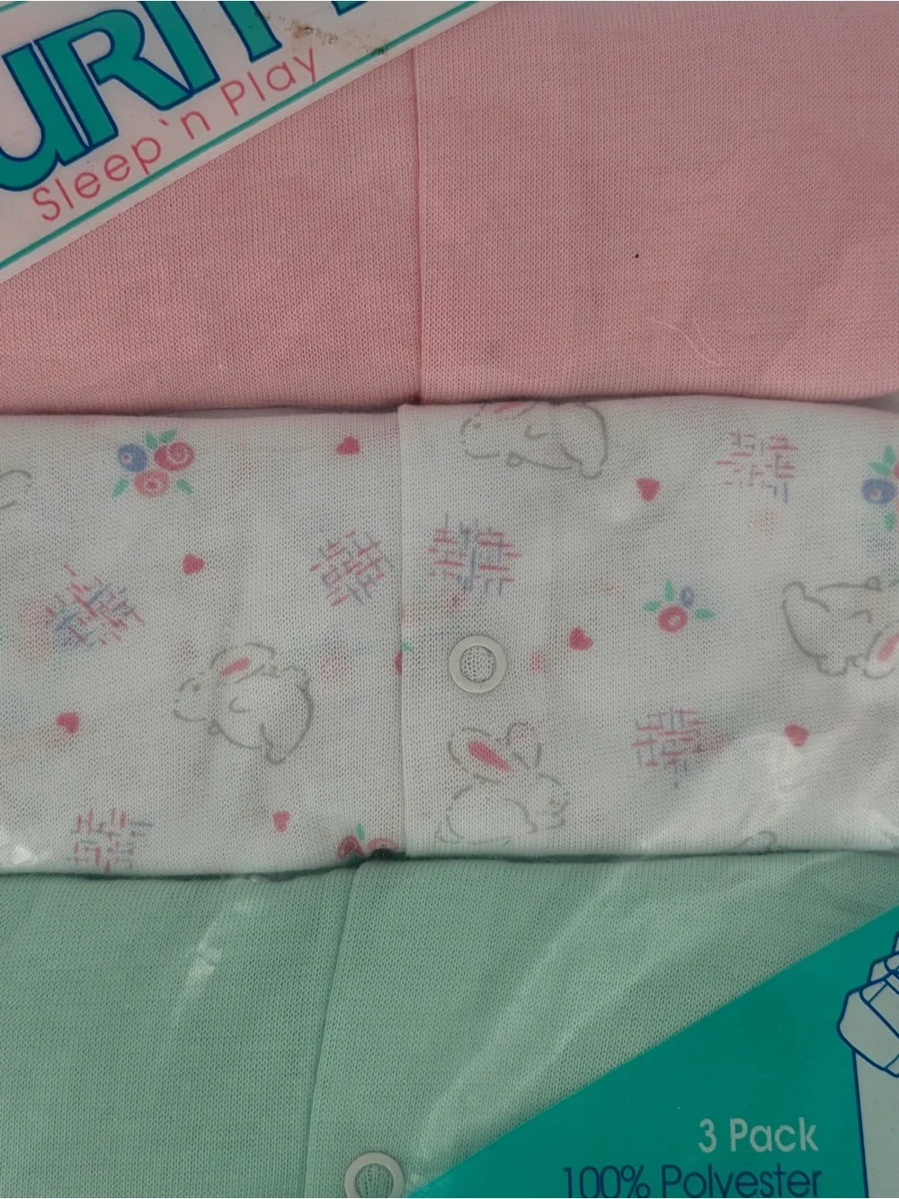 Vintage NOS Curity Sleep n Play Sleepers Pajamas New NIP Baby Infant Large